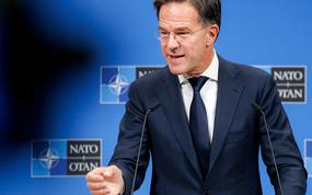 NATO Secretary-General Mark Rutte addresses reporters Dec. 3, 2024, ahead of meetings of the alliance's foreign ministers in Brussels.