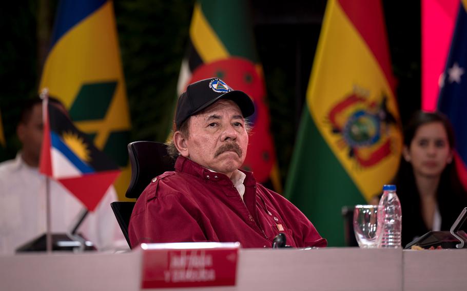 Daniel Ortega, Nicaragua’s president, during the 23rd States of the Bolivarian Alliance for the Peoples of Our America - People’s Trade Treaty (ALBA-TCP) Summit at Miraflores Palace in Caracas, Venezuela, on Wednesday, April 24, 2024. 