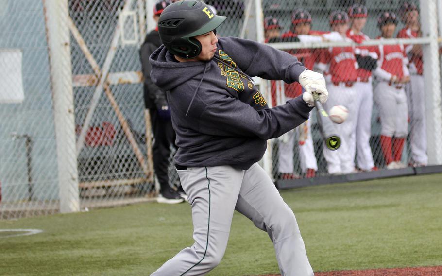 Haruki Jones swings at the ball.