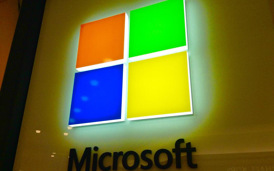 The logo for Microsoft.