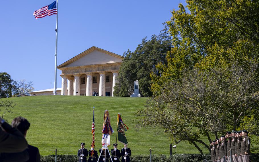 Members of the U.S. Army’s 1st Special Forces Command (Airborne) honor President John F. Kennedy during a wreath-laying ceremony on Oct. 17, 2024 at Arlington National Cemetery in Arlington, Va. 