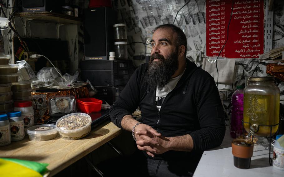 Ayman Titi at his family’s tahini and sweets business in the Old City of Nablus.