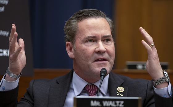 FILE - Rep. Mike Waltz, R-Fla., speaks during a hearing of the House Armed Services Committee on Capitol Hill, in Washington, on Feb. 29, 2024. (AP Photo/Mark Schiefelbein, File)