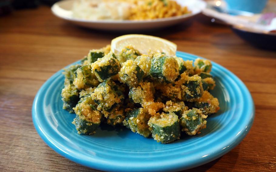 A side of fried okra from Gumbo Hut Shioya near Yokota Air Base in western Tokyo.