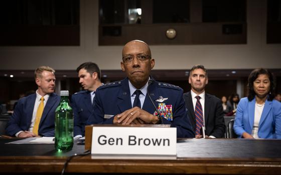 Gen. Charles Q. Brown Jr. during his confirmation hearing in 2023 to become chairman of the Joint Chiefs of Staff. (MUST CREDIT: Bill O'Leary/The Washington Post) 