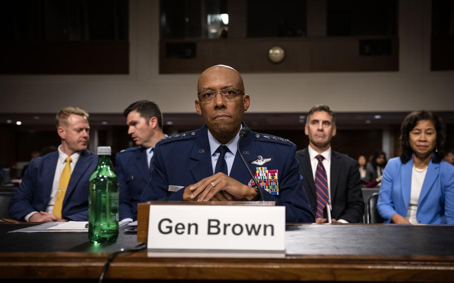 Gen. Charles Q. Brown Jr. during his confirmation hearing in 2023 to become chairman of the Joint Chiefs of Staff. 