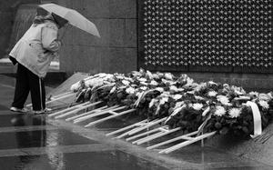 Washington, D.C., Nov. 11, 2009: A visitor to the National World War II Memorial in Washington, D.C., looks at wreaths placed during a Veterans Day ceremony on a rainy Wednesday. Each of the stars in the background represents 100 American servicemembers killed during World War II.

November 1919, President Wilson proclaimed November 11 as the first commemoration of Armistice Day - the day all fighting ended on the fronts of WWI - with the following words: 

“To us in America, the reflections of Armistice Day will be filled with solemn pride in the heroism of those who died in the country’s service and with gratitude for the victory, both because of the thing from which it has freed us and because of the opportunity it has given America to show her sympathy with peace and justice in the councils of the nations…”

The day was declared an official federal holiday in 1938 and was initially known as a day set aside to honor WWI veterans. In 1954 the name was changed to Veterans Day by Congress at the urging of a number of veterans service organizations, to become a day to honor the veterans of all wars. 

META TAGS: Veterans Day; Federal holiday; World War I; World War II; thank a veteran 