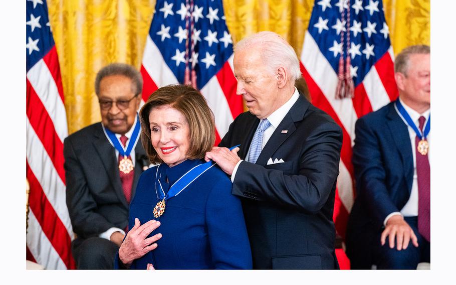 President Joe Biden called Rep. Nancy Pelosi, D-Calif., the House’s “greatest speaker” on Friday, May 3, 2024.