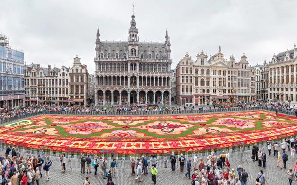 The Flower Carpet, at the Grand Place square in Brussels, Belgium, will be laid out for visitors to admire from Aug. 15-18.