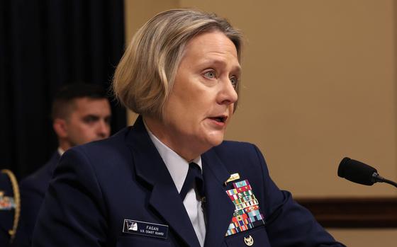 Adm. Linda Fagan, commandant of the Coast Guard, testifies at a House Committee on Homeland Security hearing on July 24, 2024.