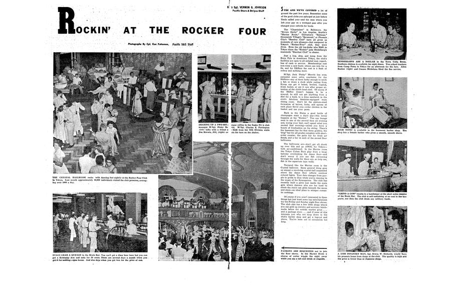 One of the first big features in the Pacific Stars and Stripes on the Rocker Four Club, published Sept. 11, 1952, just a few months after its grand opening on July 4 that year.