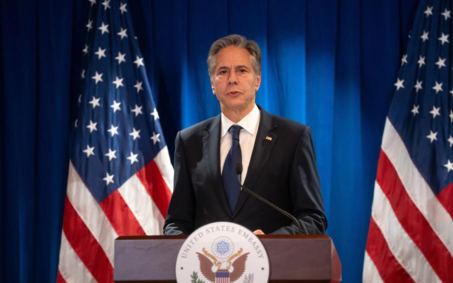 Antony Blinken, U.S. Secretary of State, speaks during a news conference in Beijing, China, on Monday, June 19, 2023.