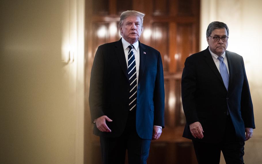 President Donald Trump and Attorney General William P. Barr in 2019. 