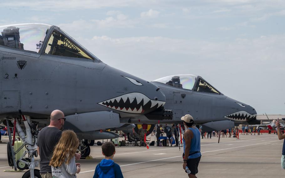 Airmen and their families enjoy the Frontiers in Flight Air Show on Aug. 24, 2024, at McConnell Air Force Base, Kan.