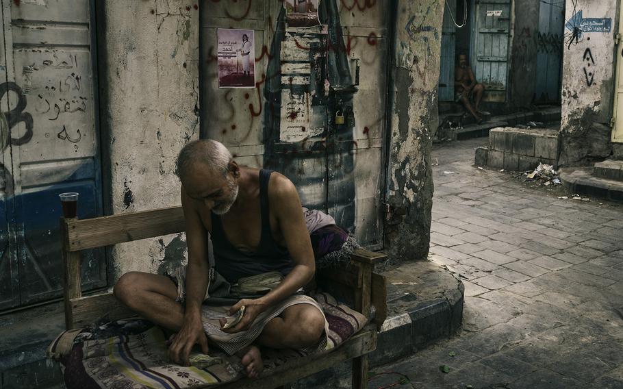 A man at the end of the hot day. 