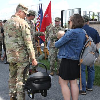 Family and friends bid farewell before Pennsylvania Army National Guard members deploy