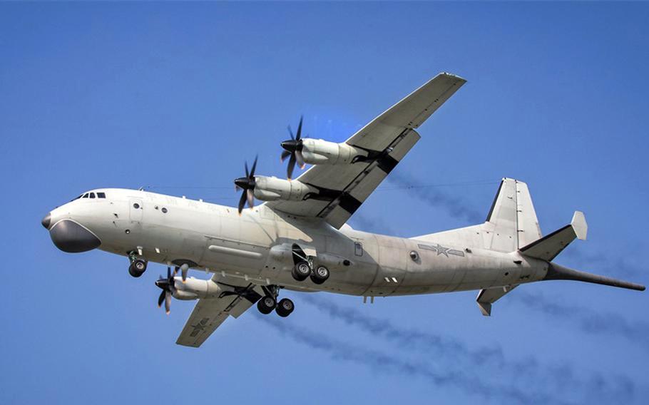 A Chinese anti-submarine patrol aircraft takes off.