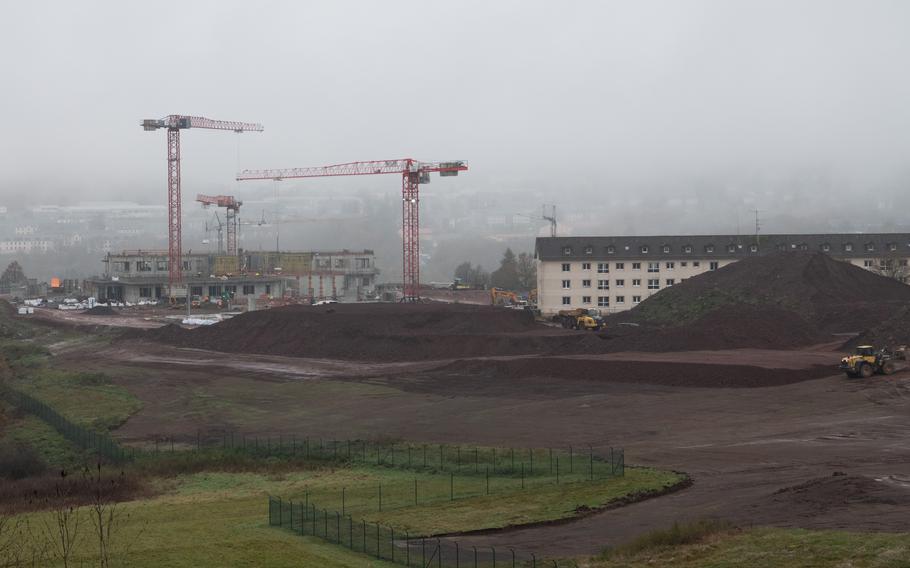 Cranes over a construction site in Baumholder