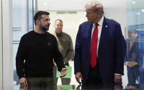 FILE - President Donald Trump meets with Ukraine's President Volodymyr Zelenskyy at Trump Tower, Sept. 27, 2024, in New York. (AP Photo/Julia Demaree Nikhinson, File)