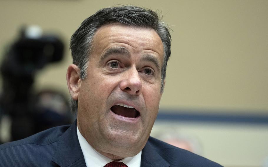 John Ratcliffe testifies at a hearing.