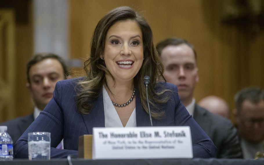 Stefanik smiles during her hearing.