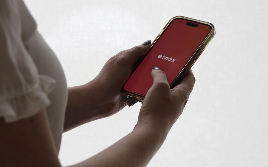 The dating app Tinder is shown on a smartphone in New York on June 26, 2024.