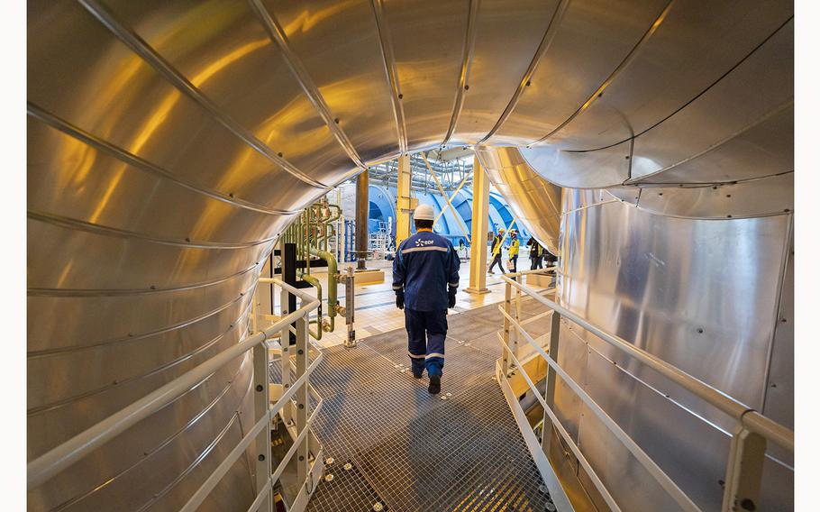 The engine room at the EDF’s Flamanville 3 nuclear reactor in France.