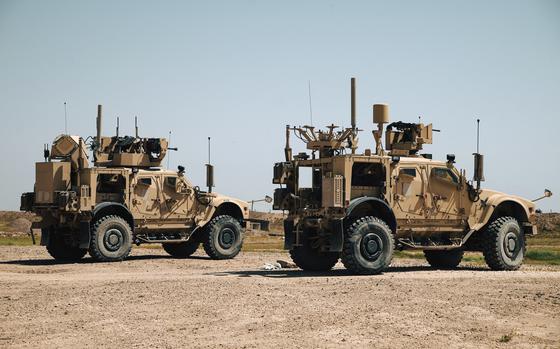 U.S. Army National Guard soldiers participate in a live-fire exercise in northeastern Syria in April 2024. American and coalition forces at Mission Support Site Euphrates in eastern Syria were targeted by a rocket attack on Sept. 26, with one striking the base.