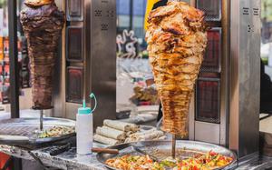 Chicken doner and beef doner at outdoor vendor