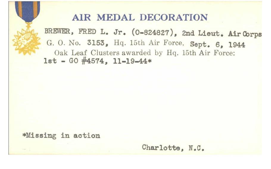 The remains of Lt. Fred L. Brewer Jr., who flew with the Tuskegee Airmen, were identified in August 2023, nearly 80 years after his final mission. 