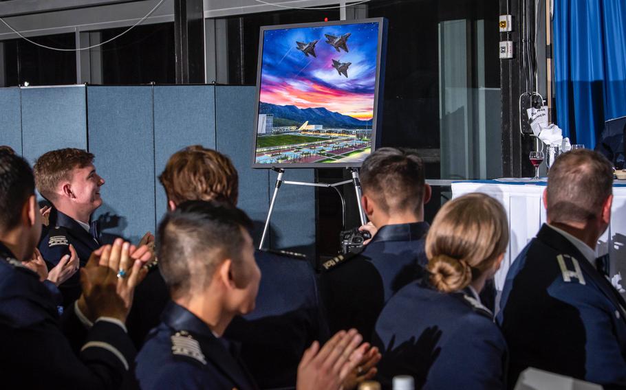 The U.S. Air Force Academy Class of 2024 official painting was unveiled during the 100s Night Dining-in, Thursday, Feb. 15, 2024, at Mitchell Hall.