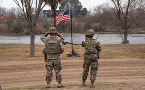 U.S. soldiers of the Georgia National Guard stand patrol at multiple locations near the border throughout Del Rio, Texas, Feb. 10, 2025. U.S. Northern Command is working together with the Department of Homeland Security to augment U.S. Customs and Border Protection with additional military forces along the southern border. This initial deployment of more than 1,600 active-duty personnel brings the total military Title 10 forces along the border to over 4,000 personnel. (U.S. Army photo by Spc. Juan A. Michel)