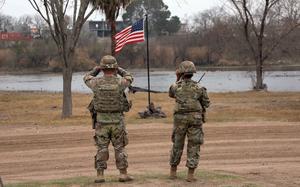 U.S. soldiers of the Georgia National Guard stand patrol at multiple locations near the border throughout Del Rio, Texas, Feb. 10, 2025. U.S. Northern Command is working together with the Department of Homeland Security to augment U.S. Customs and Border Protection with additional military forces along the southern border. This initial deployment of more than 1,600 active-duty personnel brings the total military Title 10 forces along the border to over 4,000 personnel. (U.S. Army photo by Spc. Juan A. Michel)