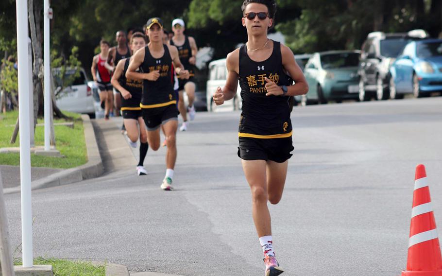 Kadena's Sebastian Praske won Wednesday's Okinawa boys cross country race.