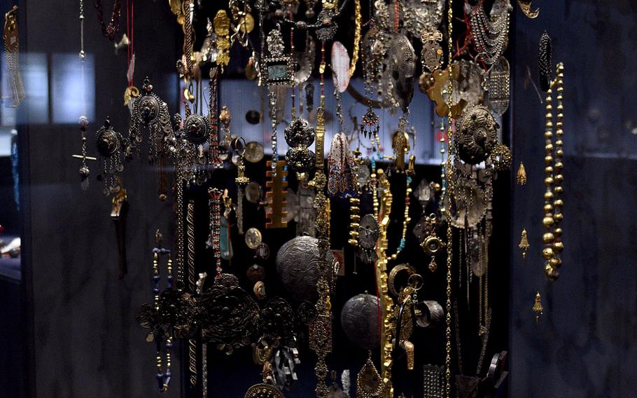 A "cloud of jewelry" is displayed in the ethnographic collection of the Pforzheim Jewelry Museum in Pforzheim, Germany. The museum holds 2,000 exhibits with pieces spanning five millennia.