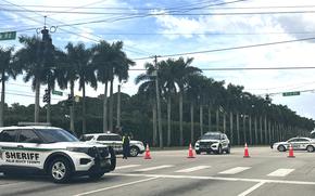 Sheriff vehicles are pictured near Trump International Golf Club, Sunday. Sept. 15, 2024, in West Palm Beach, Fla., after gunshots were reported in the vicinity of Republican presidential candidate former President Donald Trump. (AP Photo/Stephanie Matat)