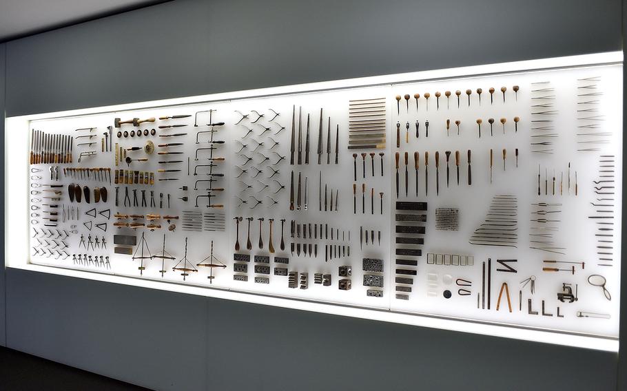 Various tools of the trade are displayed at the Pforzheim Jewelry Museum in Pforzheim, Germany. The museum was named the Baden-Württemberg Monument Foundation's museum of the month for November 2024.