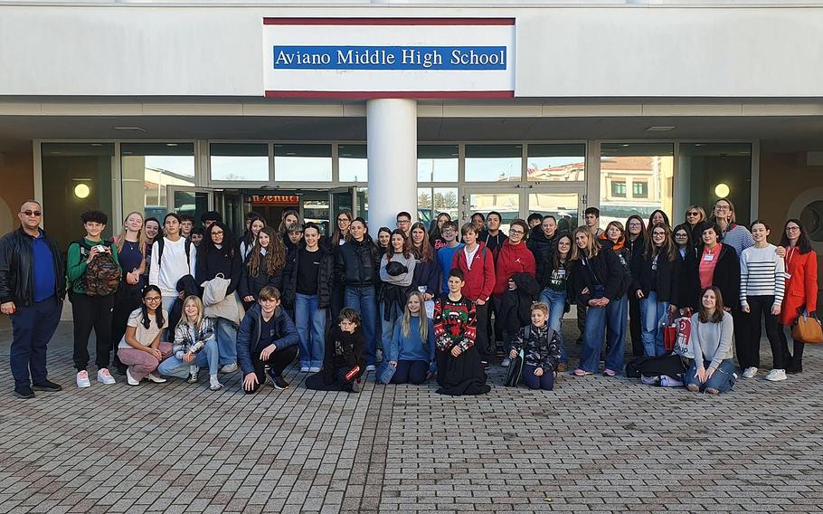 Participants of a school exchange program at a DODEA-Europe school in Italy.