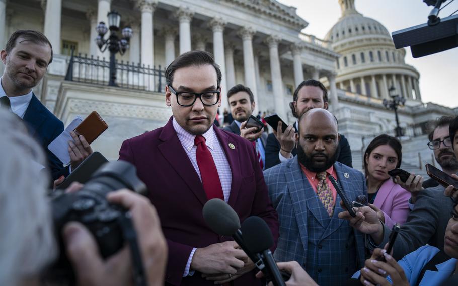 Rep. George Santos, R-N.Y., outside the U.S. Capitol in Washington, D.C., on May 17, 2023.