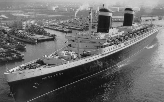 The Liner SS United States Departing, circa 1952.