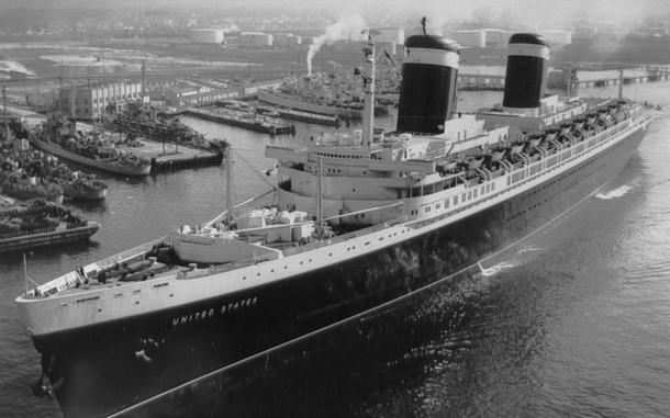 The Liner SS United States Departing, circa 1952.