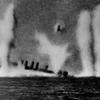 An image from a Japanese propaganda film shows the final moments of USS Edsall, under Japanese attack in March 1942 in the Indian Ocean. MUST CREDIT: Naval History and Heritage Command