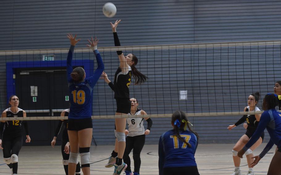 Briahna Arroyo guards the net.