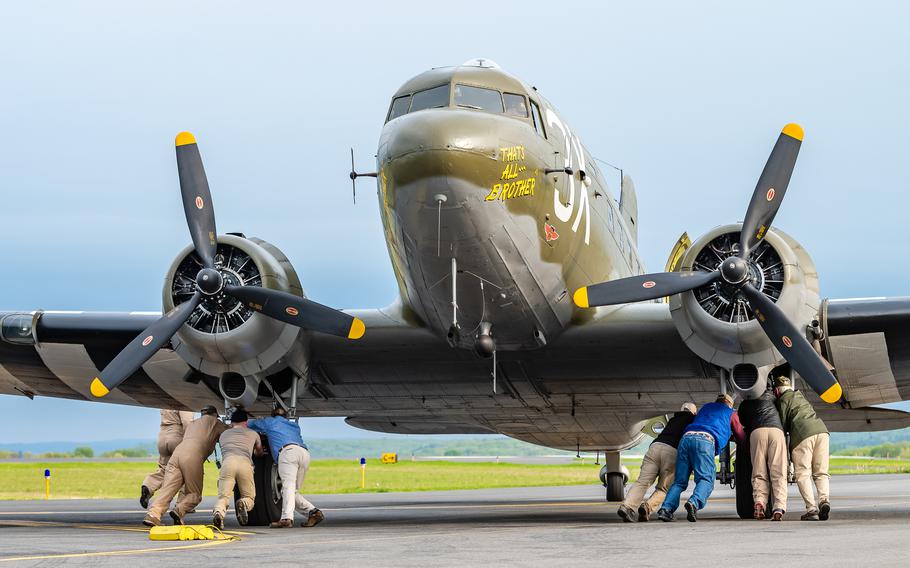 “That’s All Brother” was a lead aircraft in the Normandy invasion on June 6, 1944. The plane led a formation of 800 other C-47 aircraft that dropped 13,000 U.S. paratroopers on D-Day. The restored plane has been described as a “flying museum.”