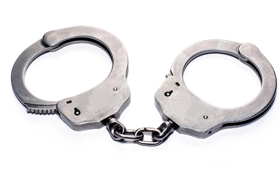 Close-up image of a pair of handcuffs.