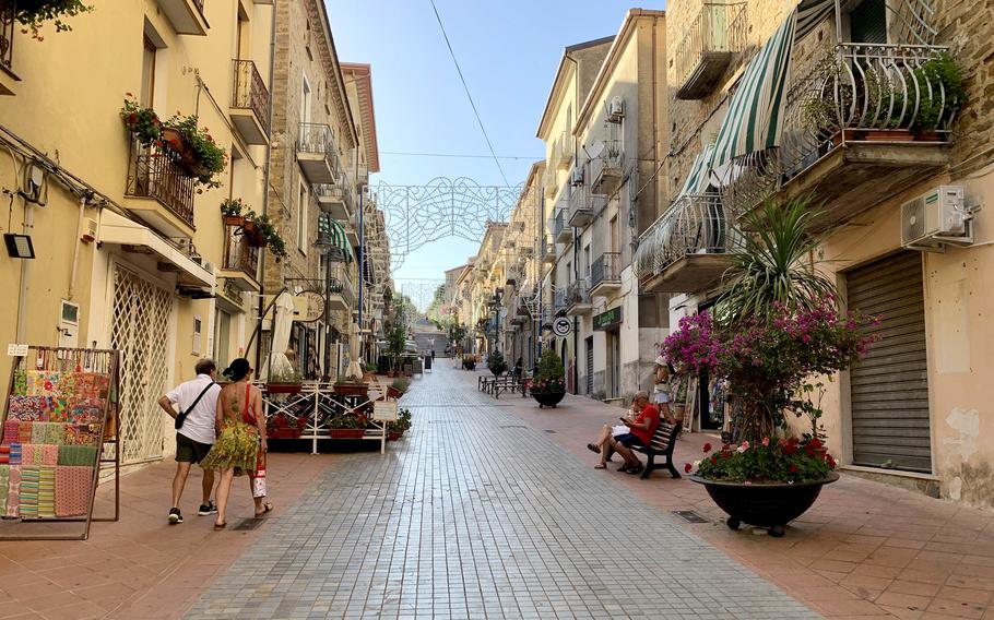 The newer city center in Agropoli, Italy, includes a promenade lined with shops, bars and cafes, leading to the city's medieval village, which can be accessed only on foot.