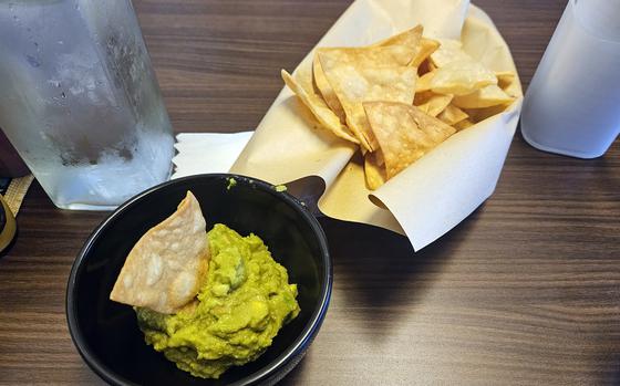 Tortilla chips and guacamole at Mesilla Kitchen in Okinawa city. 