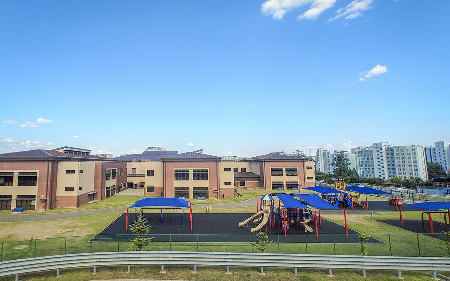 Osan Elementary School, about 30 miles south of Seoul, South Korea, is pictured the day after a balloon carrying trash from North Korea fell on the grounds, June 2, 2024.