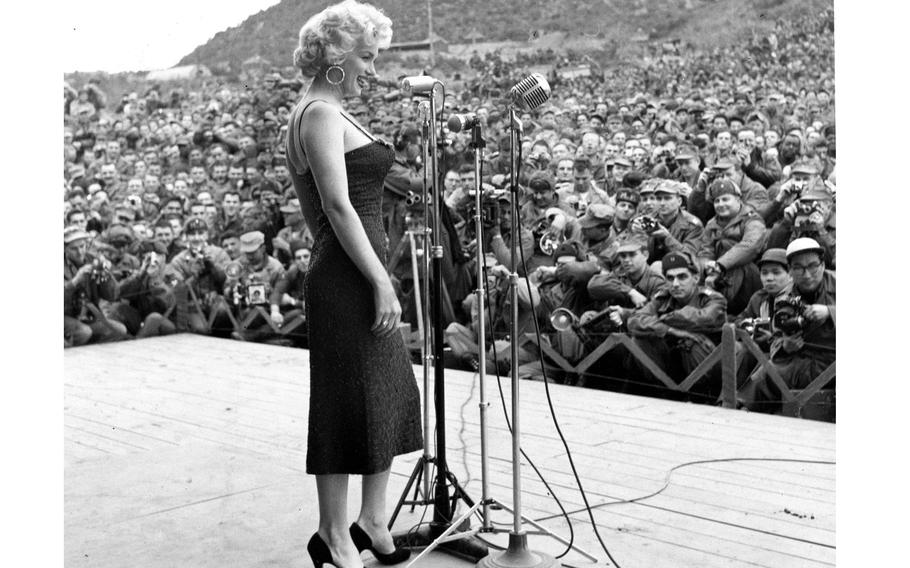 Marilyn Monroe entertains the troops in Korea in 1954.