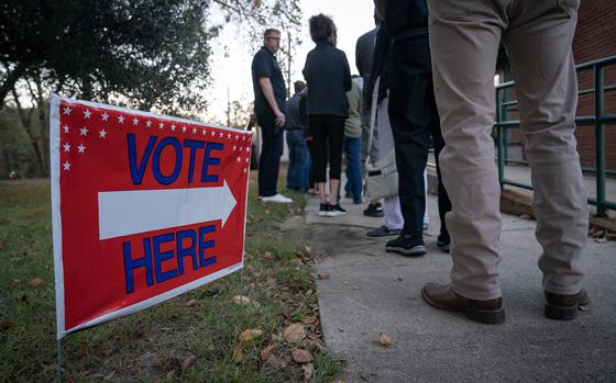 People wait in line to vote at a polling place on Nov. 8, 2022, in Fuquay Varina, North Carolina. (Allison Joyce/Getty Images/TNS)